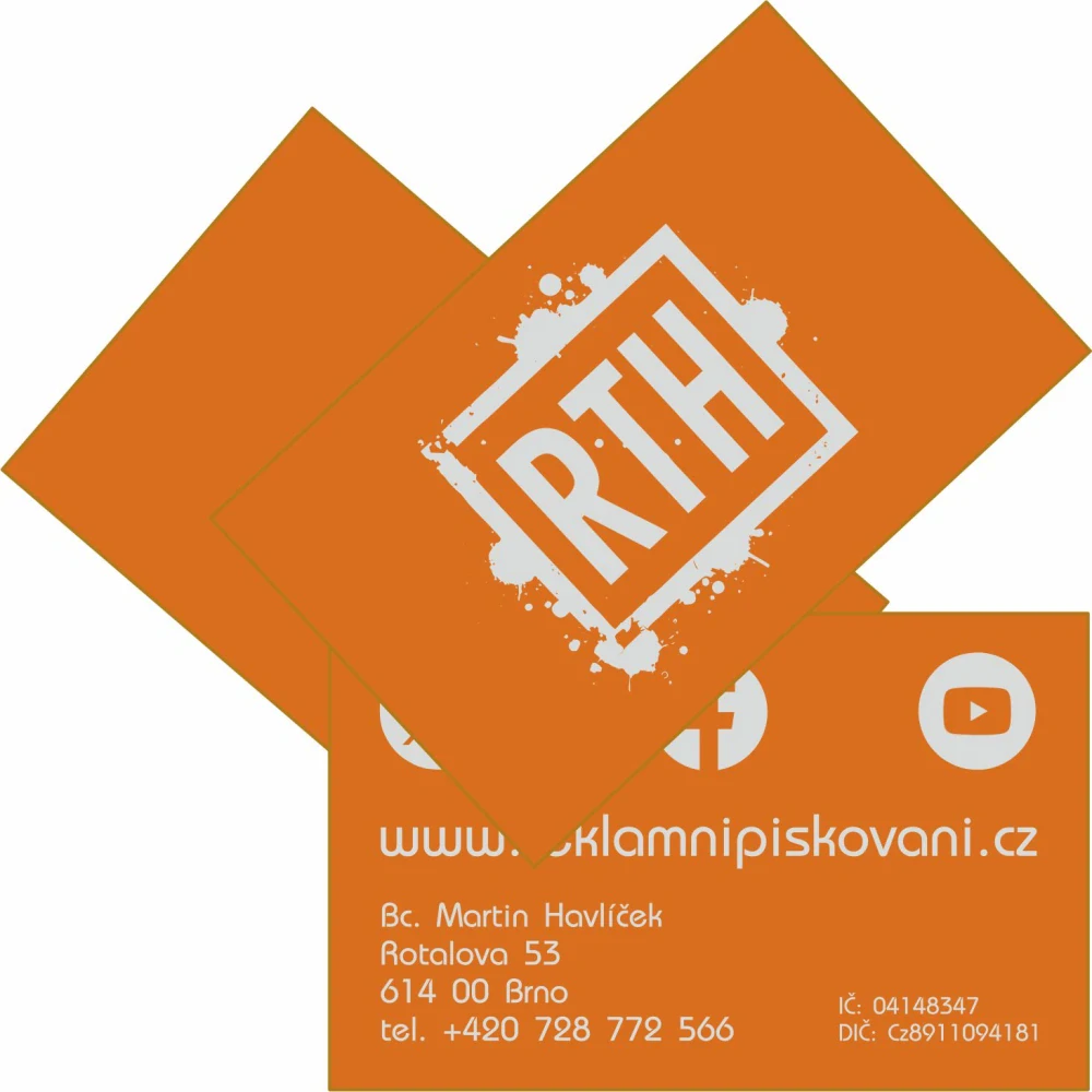 Kovová vizitka - oranžová