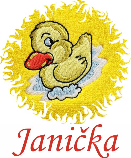 Dětská osuška s výšivkou a jménem QUALITY 400 g/m2 - KAČENKA