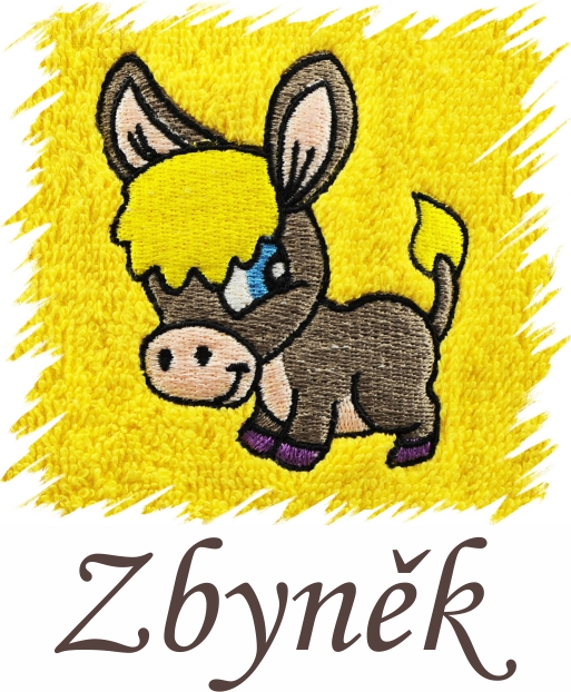 Dětský ručník s výšivkou a jménem- OSLÍK NEZBEDA typ 2