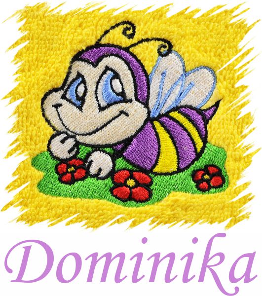 Dětský ručník s výšivkou a jménem - VESELÁ VČELKA typ 2