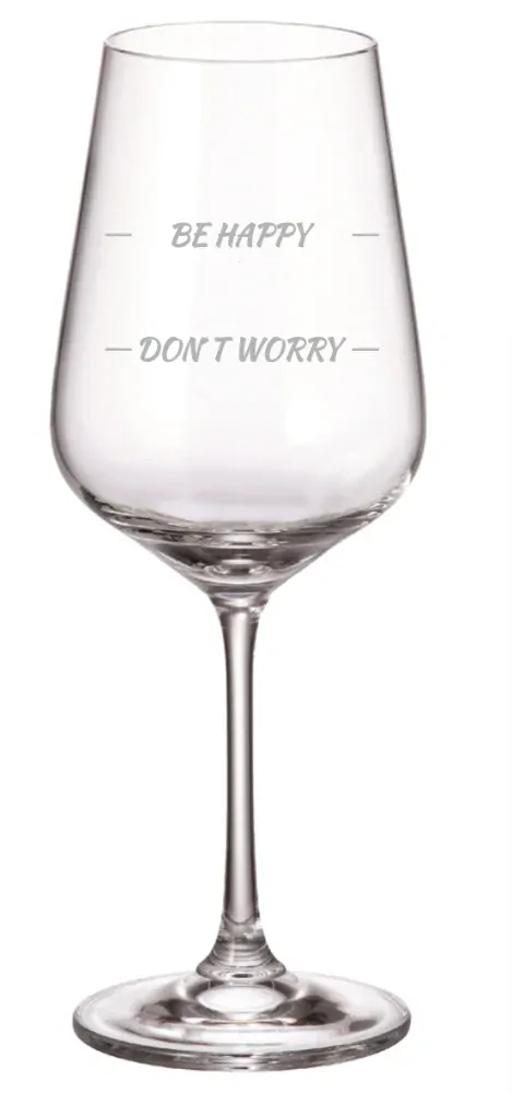 Sklenice s textem - BE HAPPY