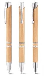 Bambusové kuličkové pero s klipem a kovovými detaily