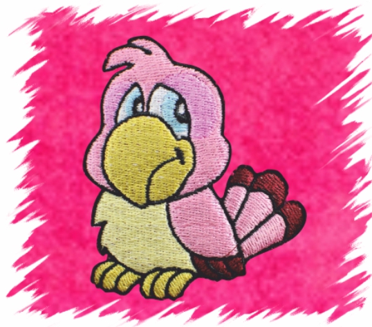 Dětský ručník s výšivkou - RŮŽOVÝ PAPOUŠEK typ 2