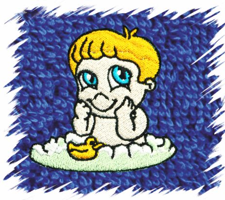 Dětský ručník s výšivkou - DÍTĚ S KAČENKOU typ 2