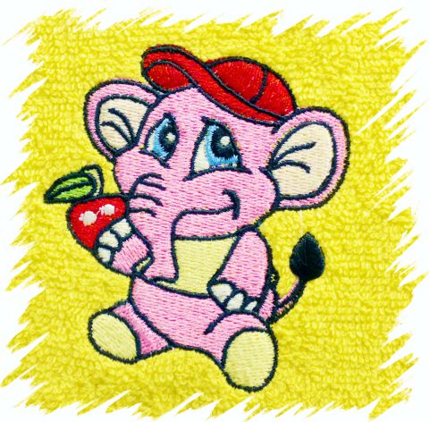 Dětský ručník s výšivkou - RŮŽOVÝ SLON typ 2