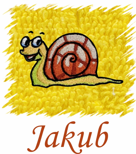 Dětský ručník s výšivkou a jménem - ŠNEK typ 2