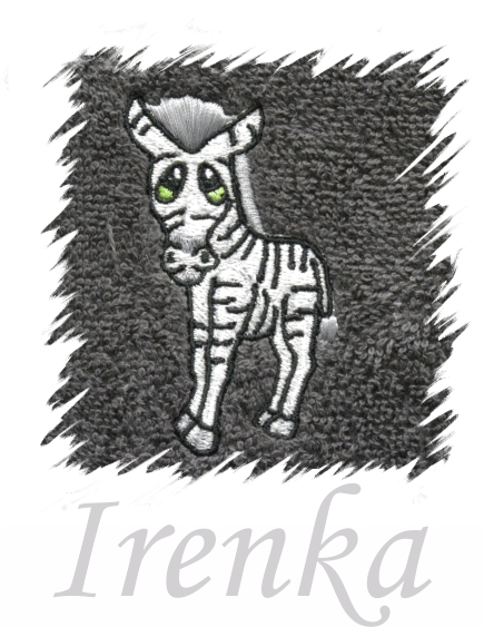 Dětský ručník s výšivkou a jménem - ZEBRA typ 2