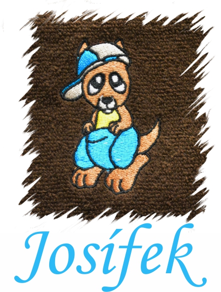 Dětský ručník s výšivkou a jménem - KLOKAN typ 2