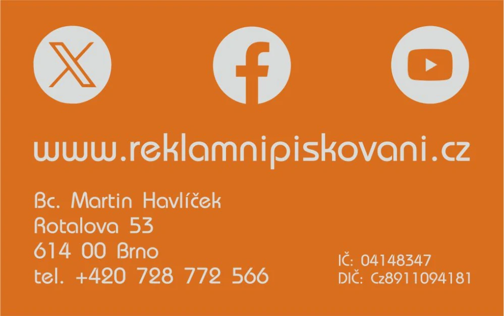 Kovová vizitka - oranžová