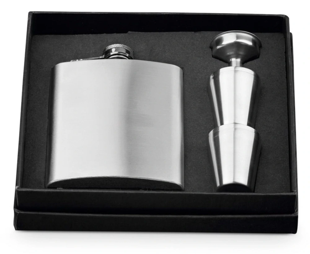Sada placatky a panáků z nerezové oceli 200 ml