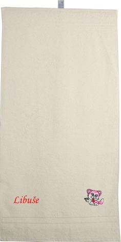 Dětská osuška s výšivkou a jménem QUALITY 400 g/m2 - KOČIČKA S MYŠÍ