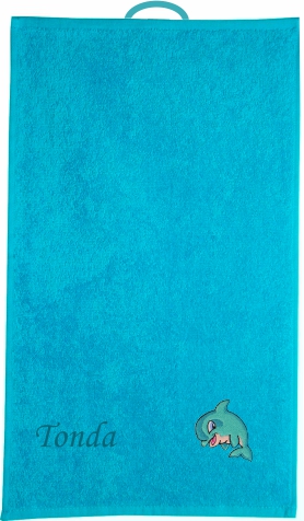 Dětský ručník s výšivkou a jménem - DELFÍN typ 2