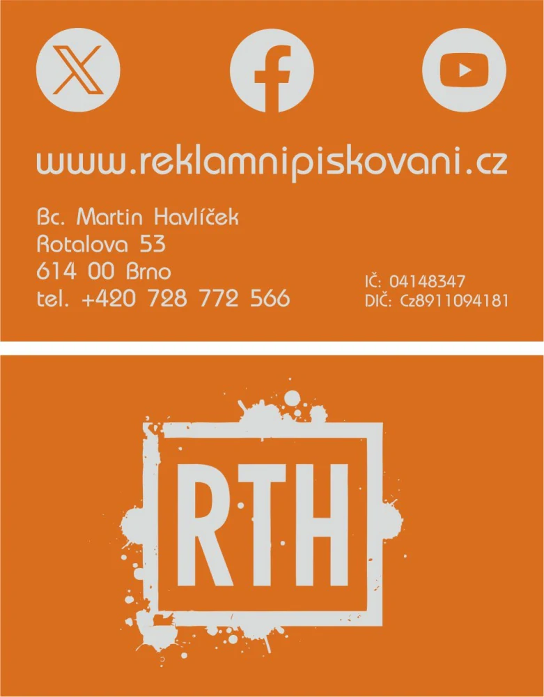 Kovová vizitka - oranžová