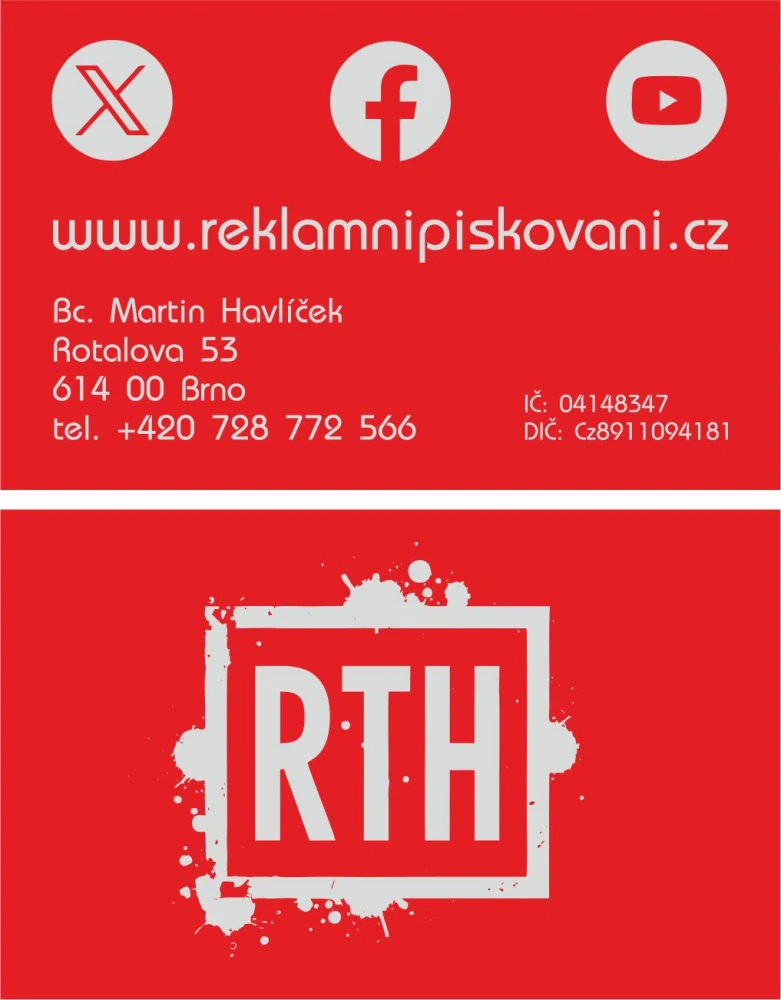 Kovová vizitka - červená
