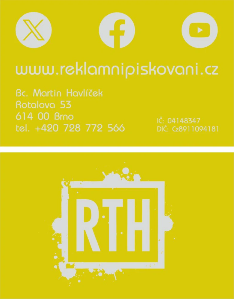 Kovová vizitka - žlutá